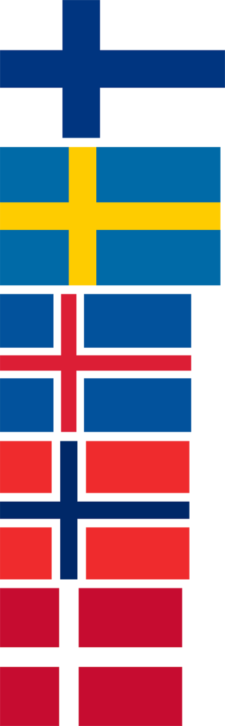 Nordiska flaggor på en rad